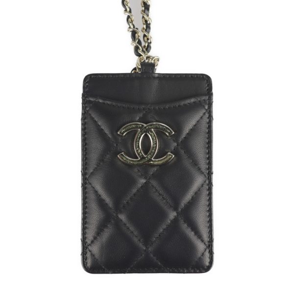 2120123008237 1 Chanel Card Case Lambskin Strap Matelasse Black