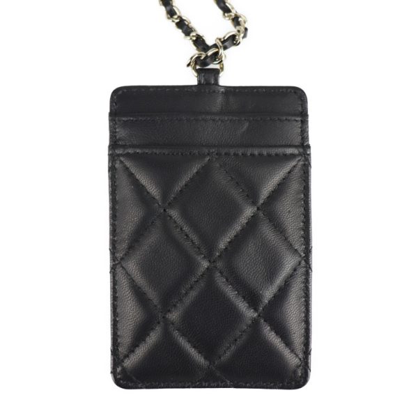 2120123008237 2 Chanel Card Case Lambskin Strap Matelasse Black