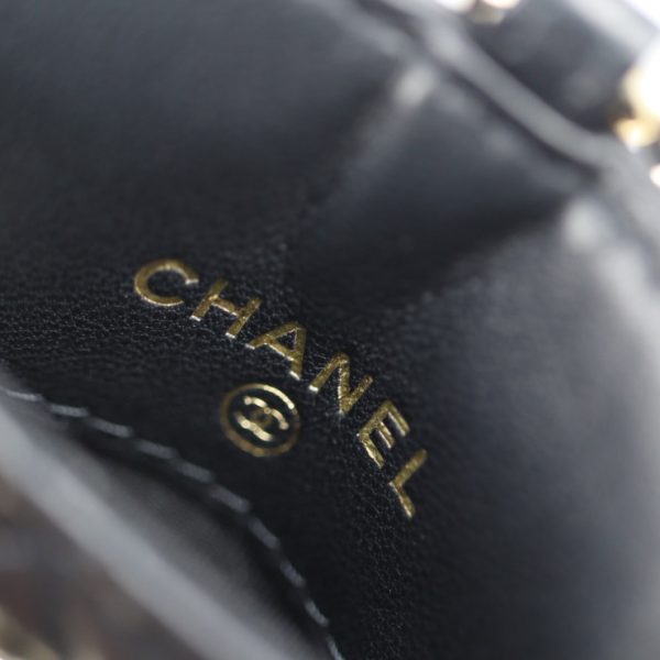 2120123008237 7 Chanel Card Case Lambskin Strap Matelasse Black