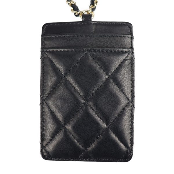 2120123008255 2 Chanel Card Case Lambskin Black Strap Pass