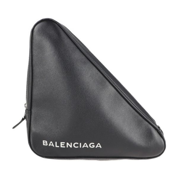 2121013007391 1 Balenciaga Triangle Leather Clutch Bag Black