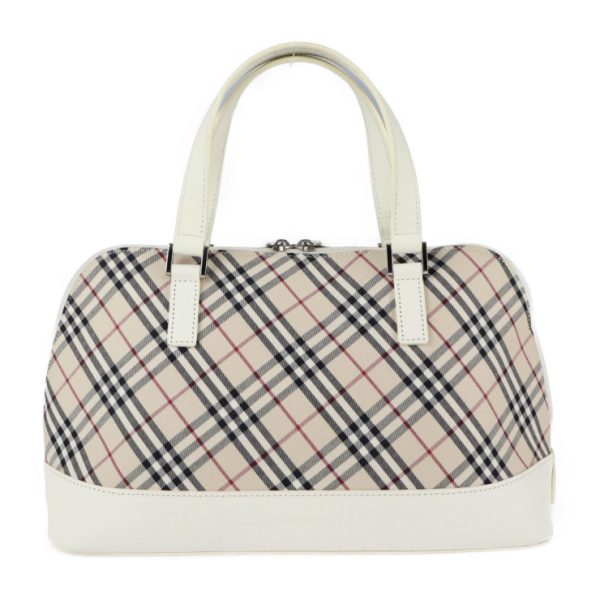 2121023008388 3 Burberry Plaid Canvas Leather Handbag Beige White