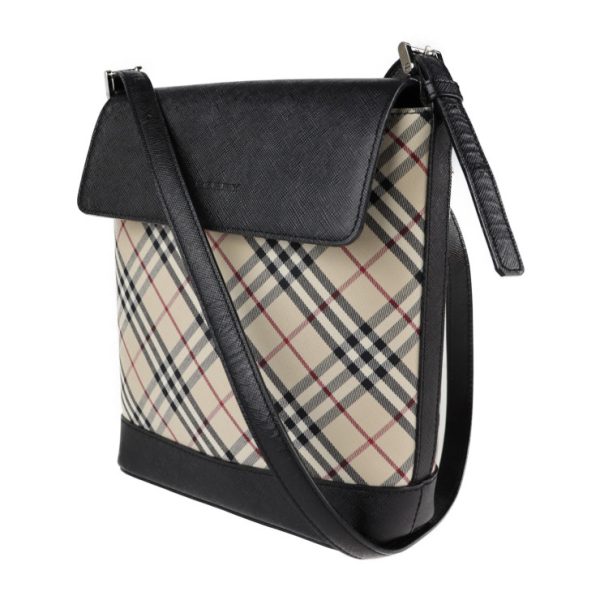 2121023008396 2 Burberry Nova Check Canvas Leather Shoulder Bag Beige Black