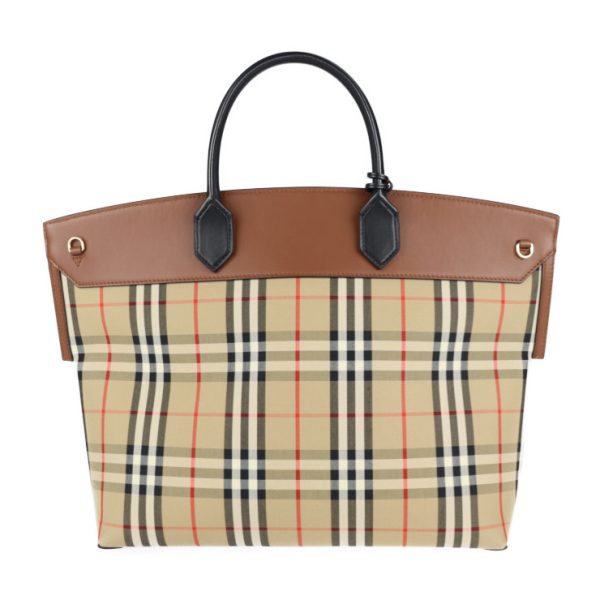 2121103007268 3 Burberry Vintage Check Canvas Leather Large Tote Bag Beige Brown