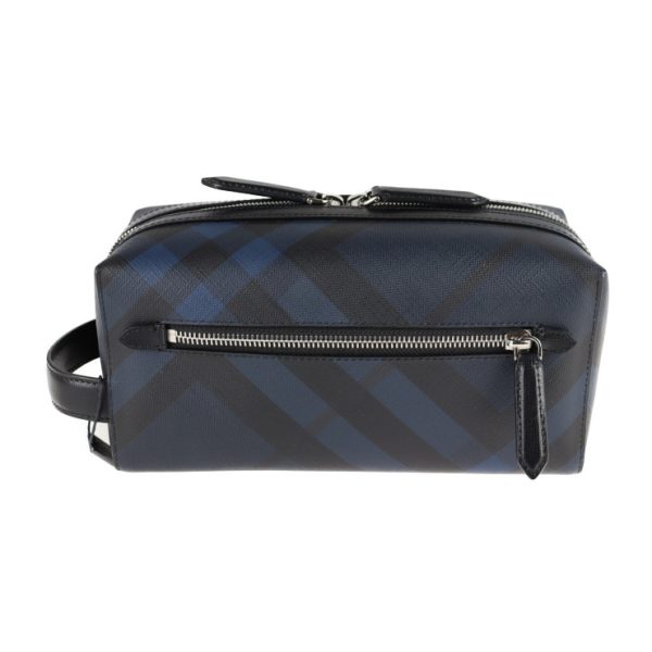 2124033002580 1 Burberry Plaid Leather PVC Coated Bag Navy Black