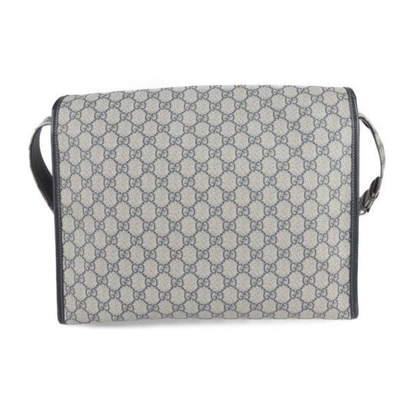 2124121001042 3 GUCCI GG Supreme Shoulder Bag PVC Leather Gray Navy