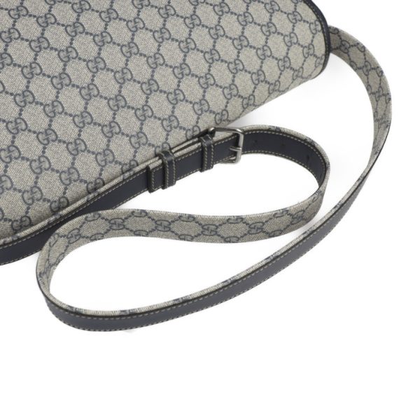 2124121001042 6 GUCCI GG Supreme Shoulder Bag PVC Leather Gray Navy