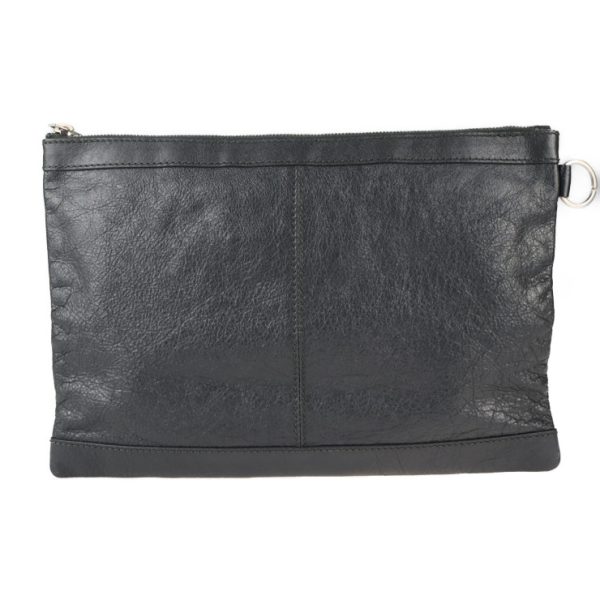 2125023007483 3 Balenciaga Classic Clip M Leather Clutch Bag Dark Gray