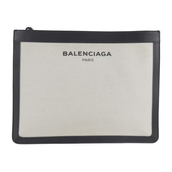 2127053007453 1 Balenciaga Canvas Leather Clutch Ivory Black