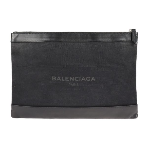 2128083008452 1 Balenciaga Canvas Leather Clutch Bag Black