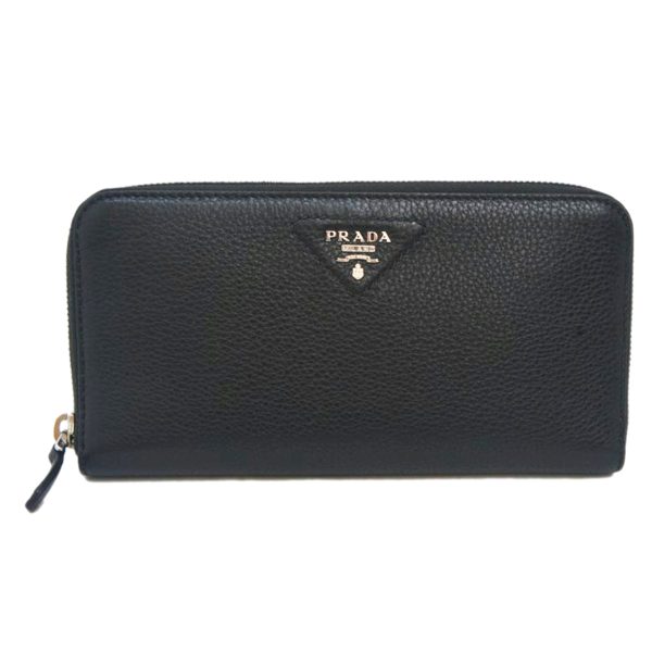 21286 1 Prada Long Wallet Round Zipper Black