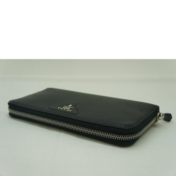 21286 3 Prada Long Wallet Round Zipper Black