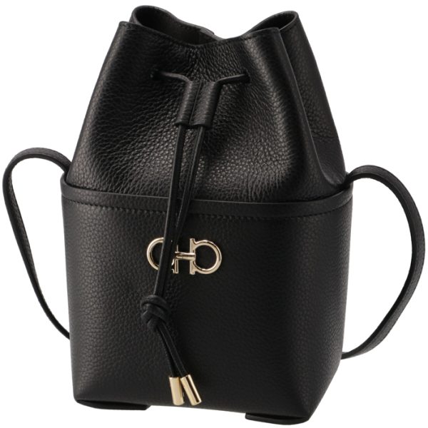 2129700001 1 FERRAGAMO Shoulder Bag Double Gancini Mini Bucket Bag