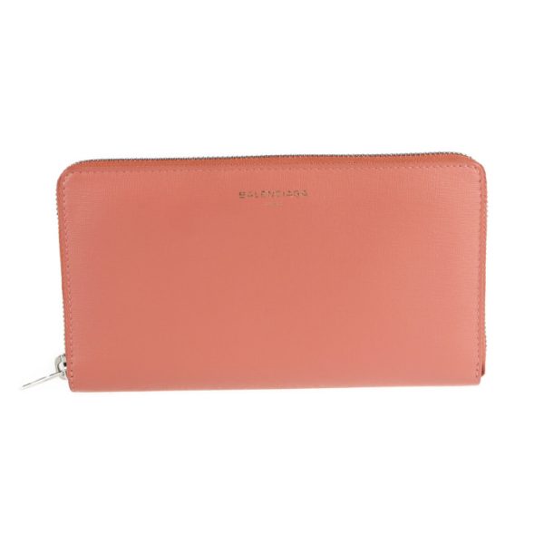 2131033002688 1 Balenciaga Leather Long Wallet Coral Pink