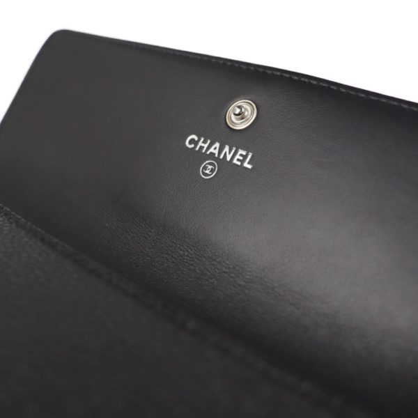 2131033002707 7 Chanel Caviar Skin Coco Mark Long Wallet Black