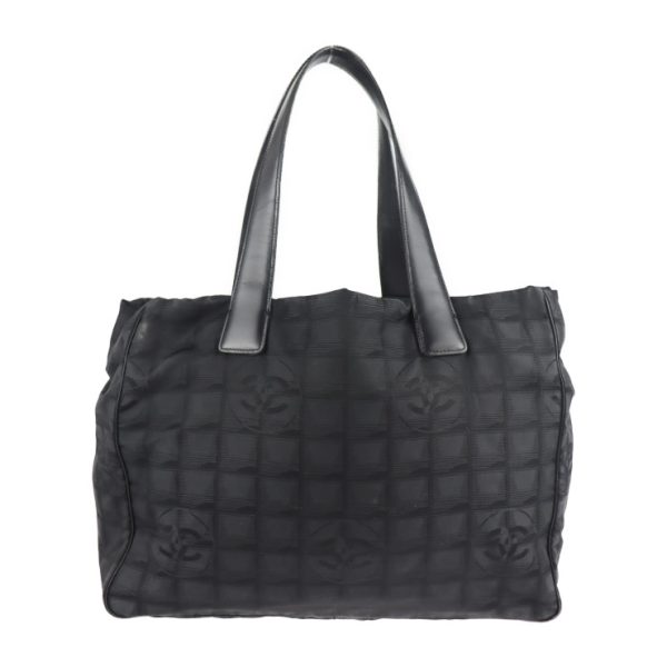 2131051001035 3 Chanel MM Travel Line Tote Bag Nylon Leather Black