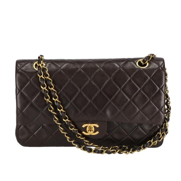 21332 1 Chanel Matelasse Double Flap Chain Shoulder Bag Black