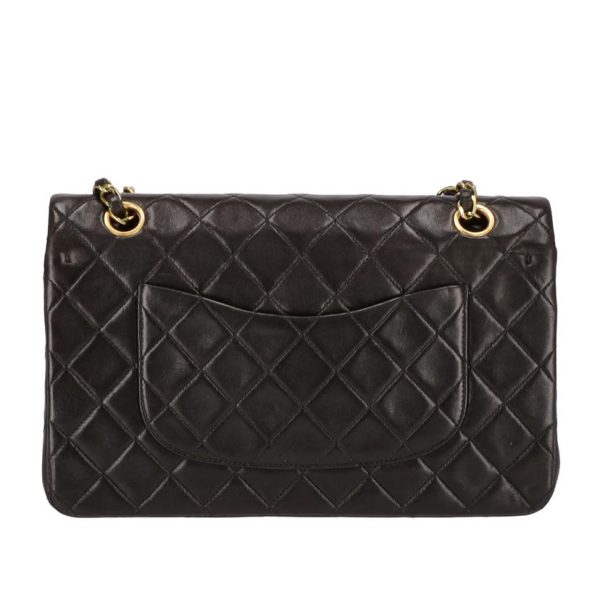 21332 2 Chanel Matelasse Double Flap Chain Shoulder Bag Black