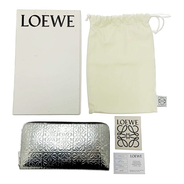 213359 1 Loewe Leather Anagram Repeat Zip Around Wallet Silver