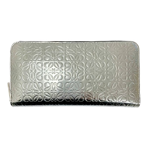 213359 2 Loewe Leather Anagram Repeat Zip Around Wallet Silver