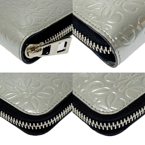 213359 6 Loewe Leather Anagram Repeat Zip Around Wallet Silver