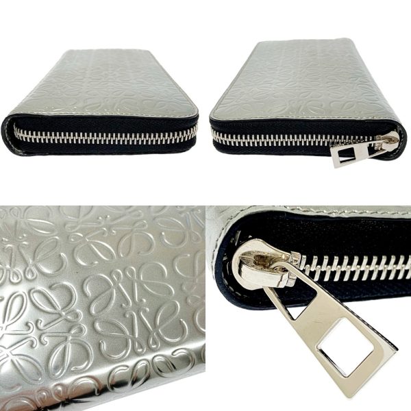 213359 7 Loewe Leather Anagram Repeat Zip Around Wallet Silver