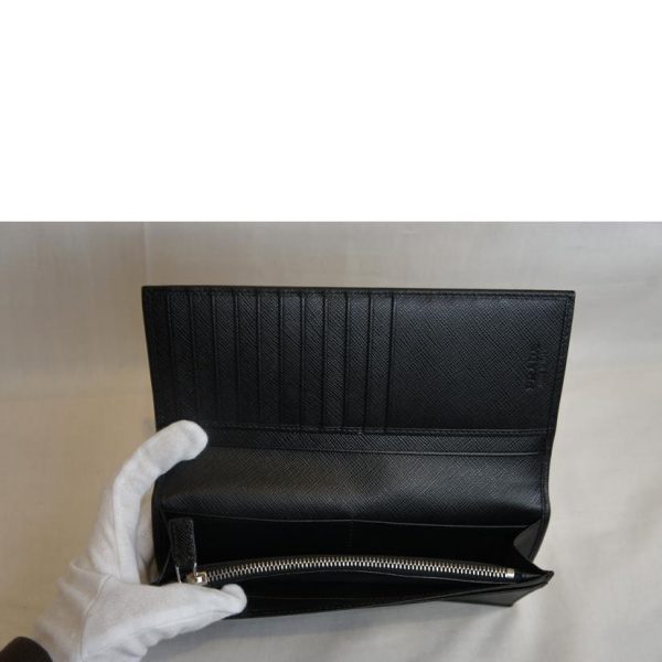 21381 4 PRADA Prada Saffiano Leather Bi Fold Wallet Bag Black