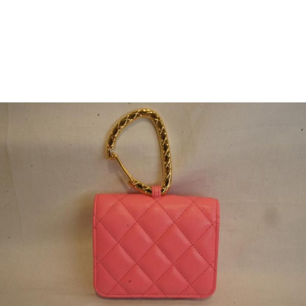 21387 2 Chanel Jewel Hook Card Case Pink Lambskin Matelassé