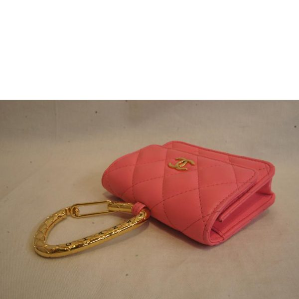 21387 3 Chanel Jewel Hook Card Case Pink Lambskin Matelassé