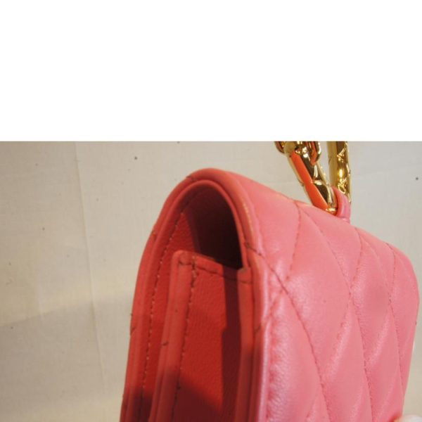 21387 7 Chanel Jewel Hook Card Case Pink Lambskin Matelassé