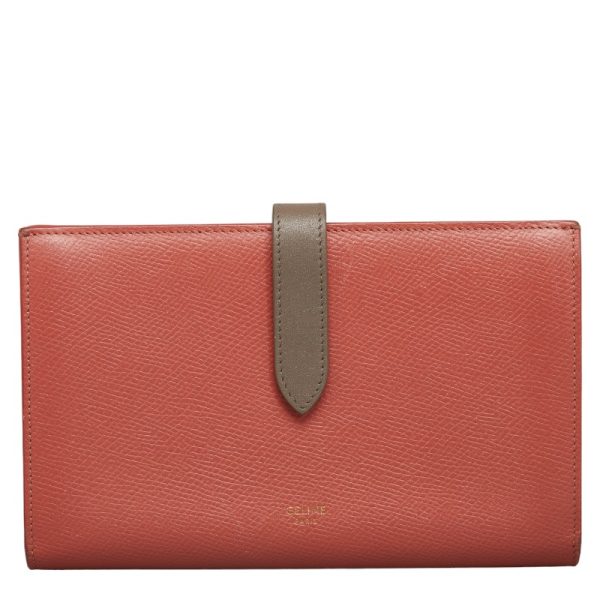 214 41102 1 Celine Large Strap Wallet Long Wallet Bicolor Pink Gray Leather