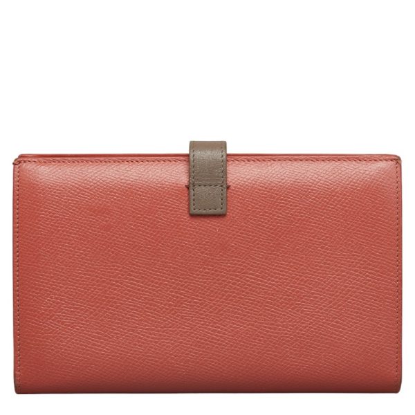 214 41102 3 Celine Large Strap Wallet Long Wallet Bicolor Pink Gray Leather