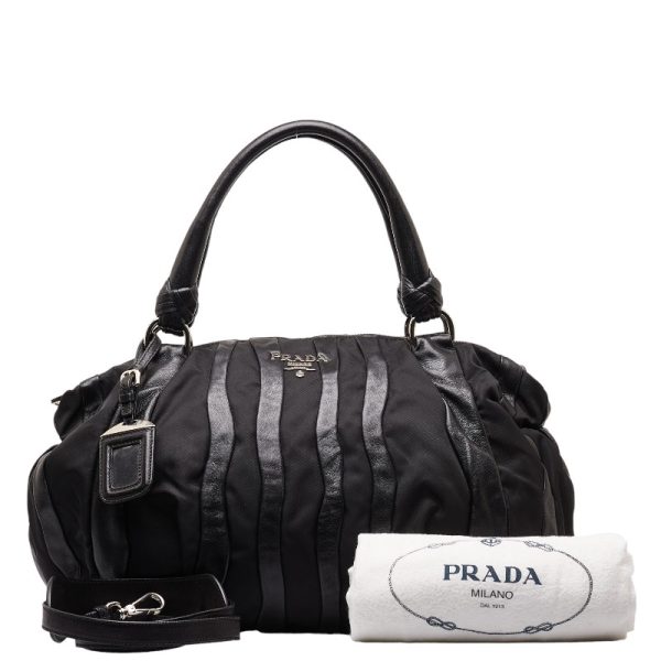 214 48913 1 Prada Crimson Handbag Shoulder Bag 2WAY Black Leather