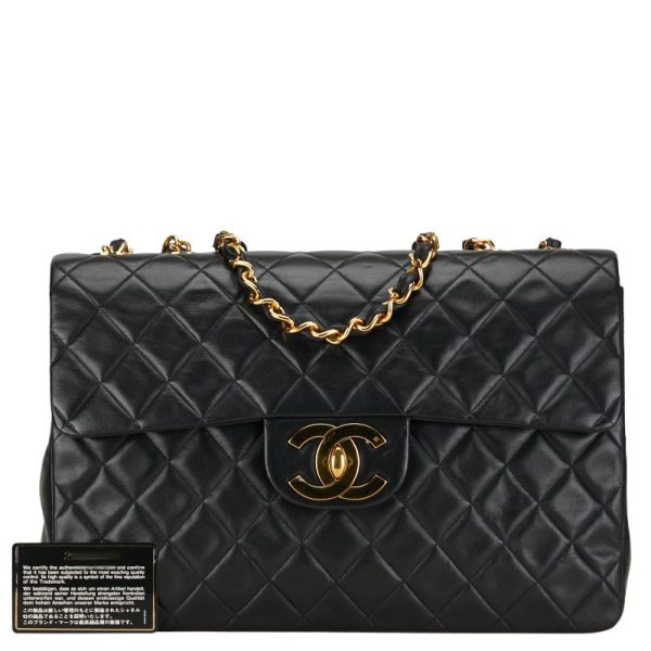 214 52483 10 CHANEL Matelasse 35 Coco Mark Chain Shoulder Bag Black Leather