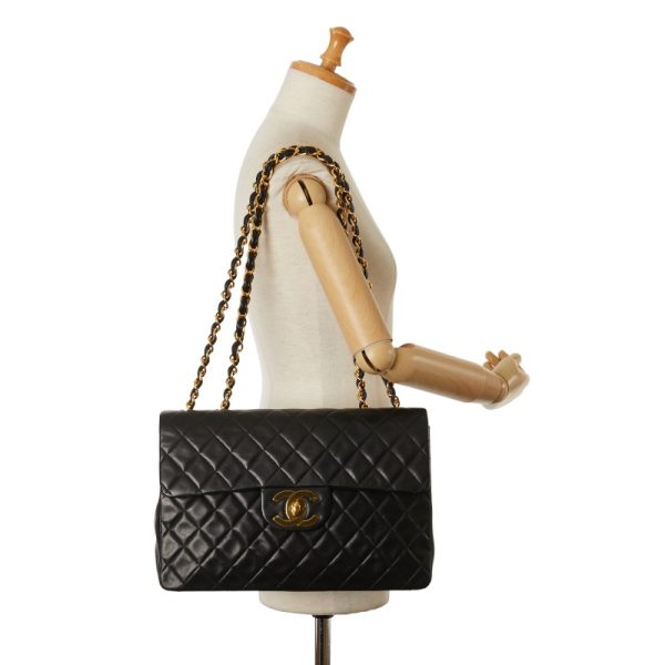 214 52483 11 CHANEL Matelasse 35 Coco Mark Chain Shoulder Bag Black Leather