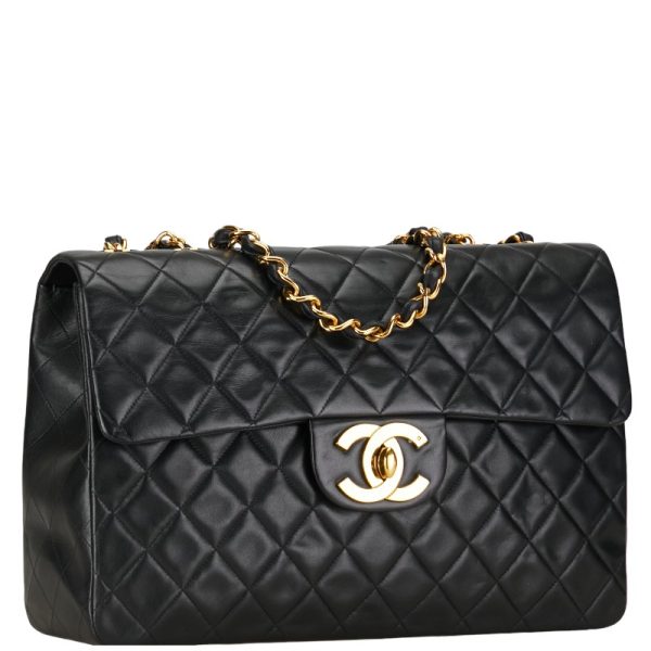 214 52483 2 CHANEL Matelasse 35 Coco Mark Chain Shoulder Bag Black Leather