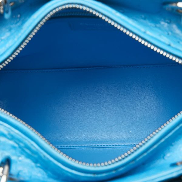 214 52528 7 Dior Lady Handbag Shoulder Bag 2WAY Blue Ostrich