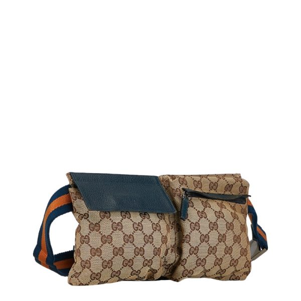 214 55112 2 Gucci GG canvas body bag waist bag beige brown canvas leather