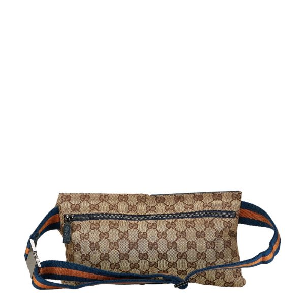 214 55112 3 Gucci GG canvas body bag waist bag beige brown canvas leather