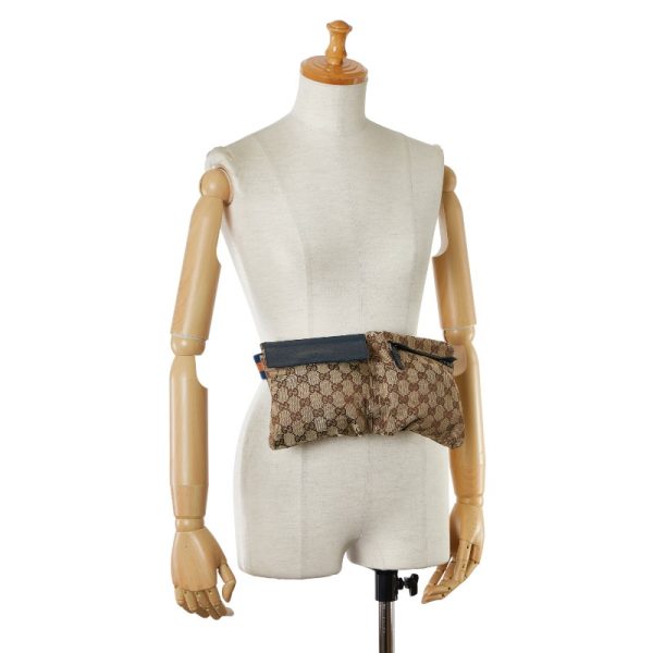 214 55112 9 Gucci GG canvas body bag waist bag beige brown canvas leather