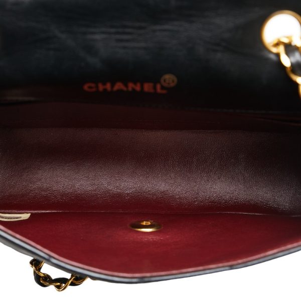 214 55137 5 CHANEL Matelasse 23 Diana Chain Shoulder Bag Black Gold Lambskin