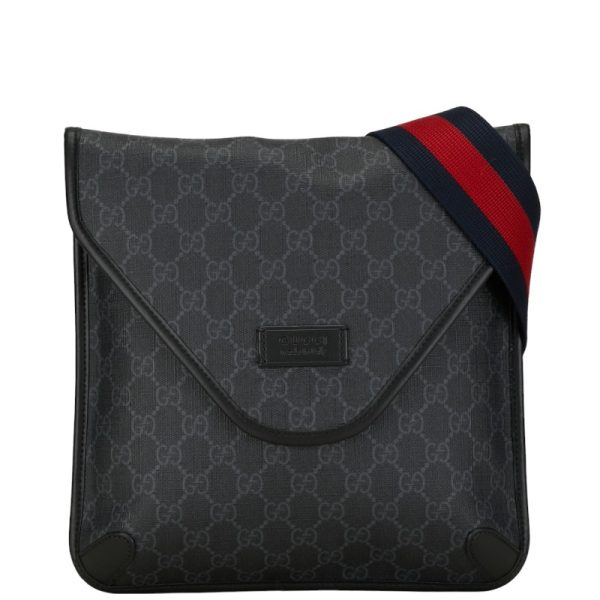 214 57060 1 Gucci GG Supreme Sherry Line Shoulder Bag Black Multicolor