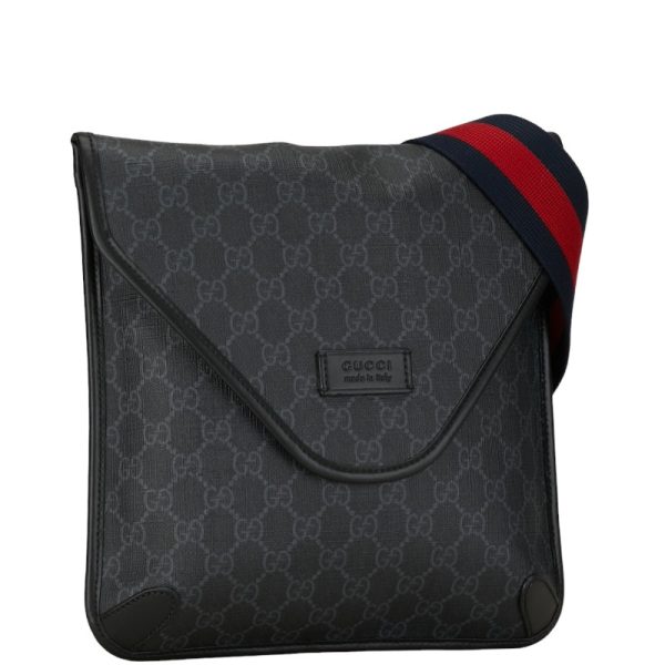 214 57060 2 Gucci GG Supreme Sherry Line Shoulder Bag Black Multicolor