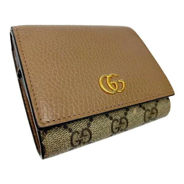 214313 3 Gucci Canvas GG Marmont Trifold Wallet Beige