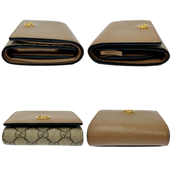 214313 5 Gucci Canvas GG Marmont Trifold Wallet Beige