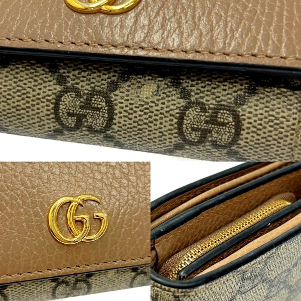 214313 7 Gucci Canvas GG Marmont Trifold Wallet Beige