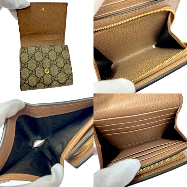 214313 8 Gucci Canvas GG Marmont Trifold Wallet Beige