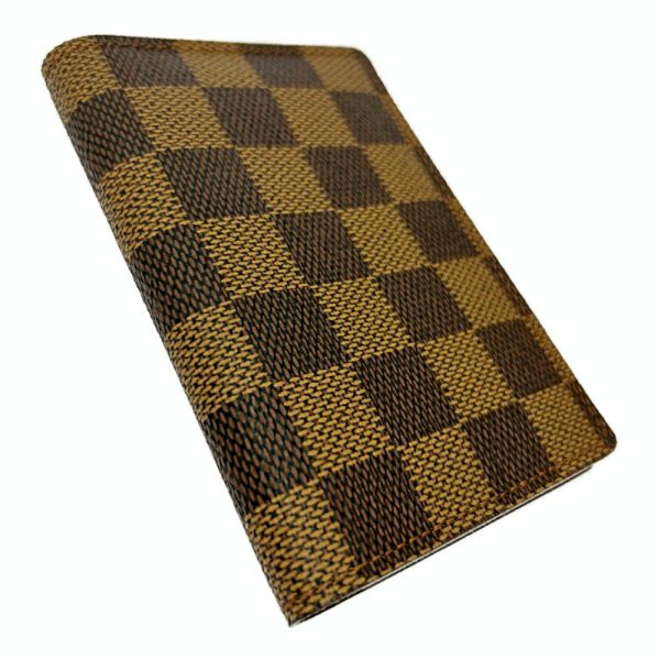 214456 3 LOUIS VUITTON Damier PVC Porte de Carte Vertical Card Case Brown