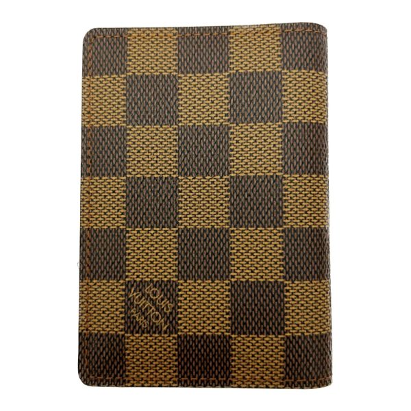 214456 4 LOUIS VUITTON Damier PVC Porte de Carte Vertical Card Case Brown