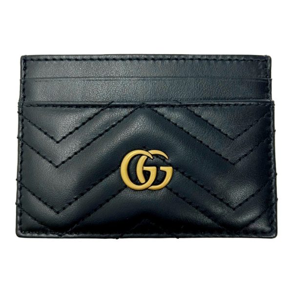 214863 1 Gucci Leather GG Marmont Card Case Black